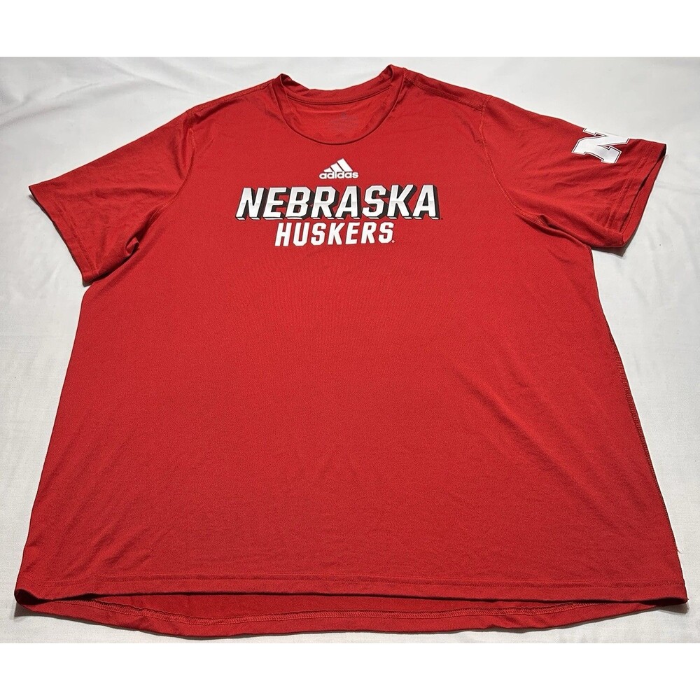Nebraska Corn Huskers Adidas Shirt Mens 2XL XXL Red Short Sleeve NCAA